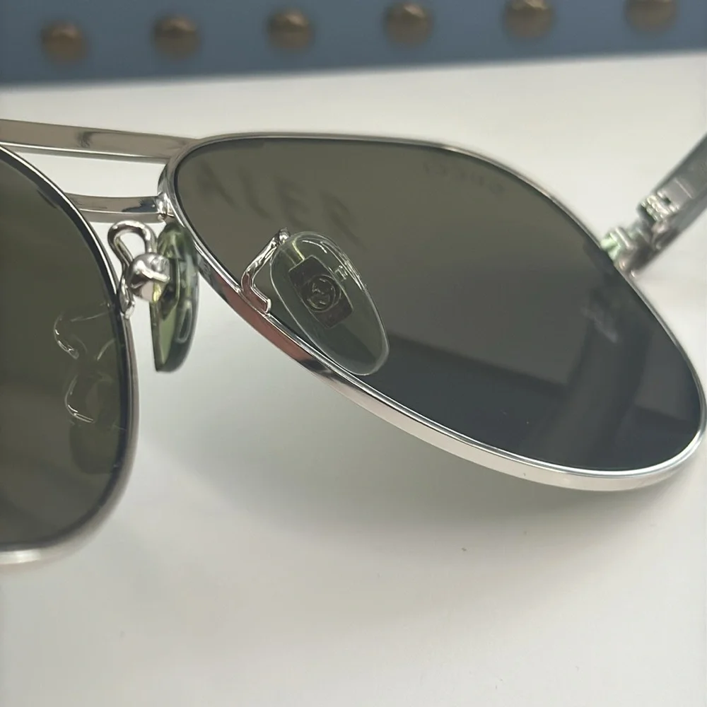 💯- New Authentic Gucci™ GG1163S 002 60 - Silver/Gray Sunglasses